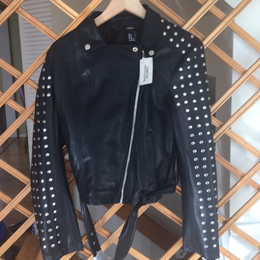 Studded faux leather jacket